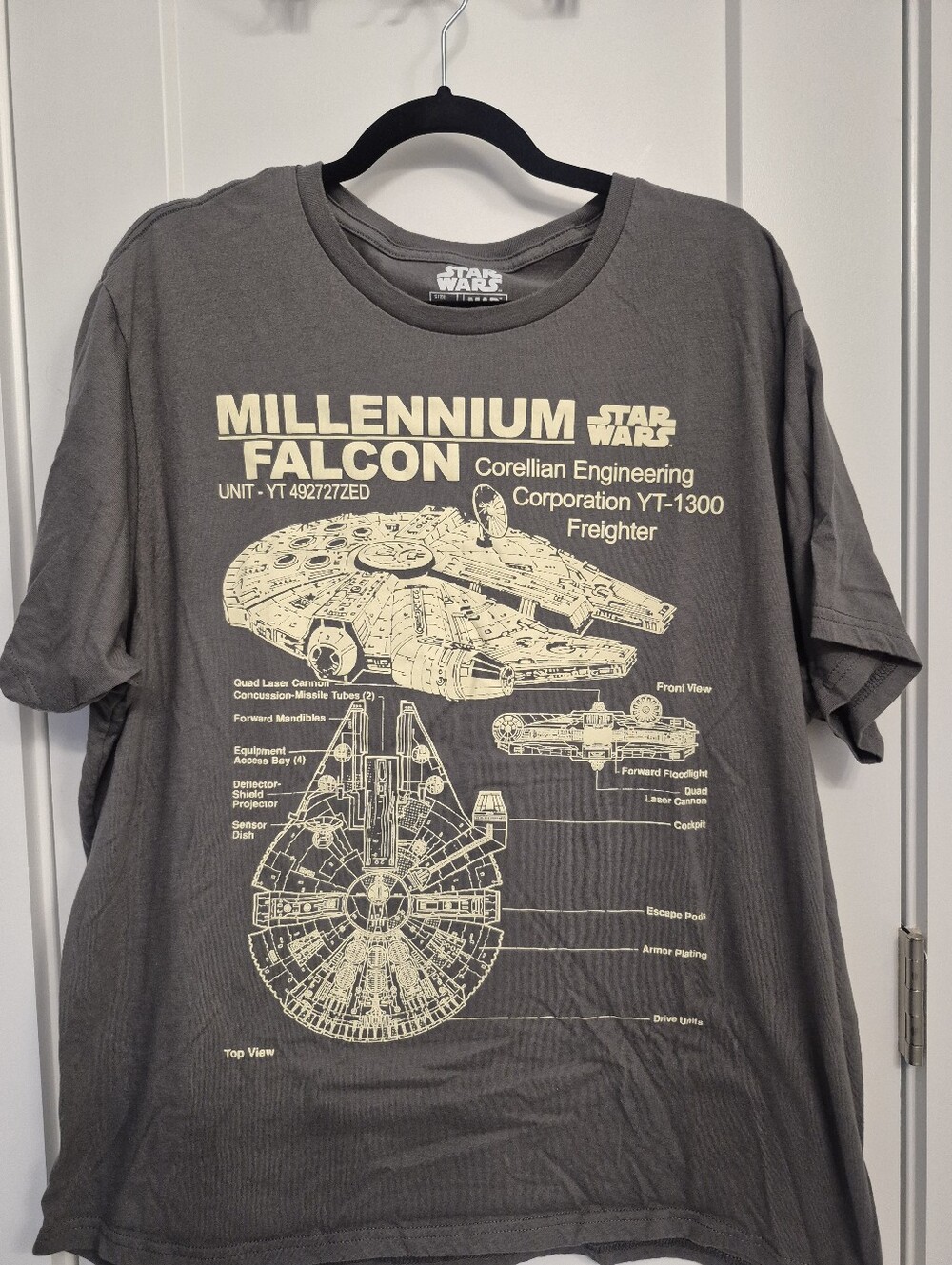 Star Wars Millennium Falcon Tee - Gray with Cream Print